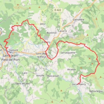 Itinéraire Lecumberry Saint Jean pied de Port, distance, dénivelé, altitude, carte, profil, trace GPS
