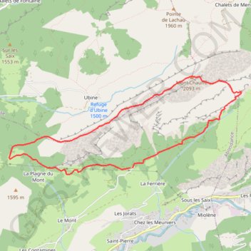 Itinéraire Mont Chauffé, distance, dénivelé, altitude, carte, profil, trace GPS