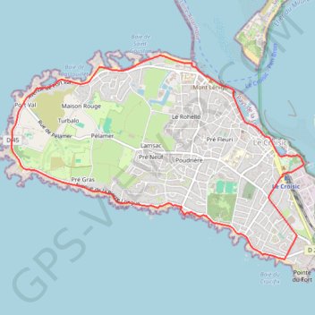 Itinéraire Grand angle sur le large - Le Croisic, distance, dénivelé, altitude, carte, profil, trace GPS