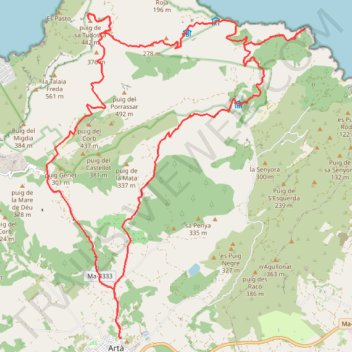 Itinéraire Parc de Llevant, distance, dénivelé, altitude, carte, profil, trace GPS