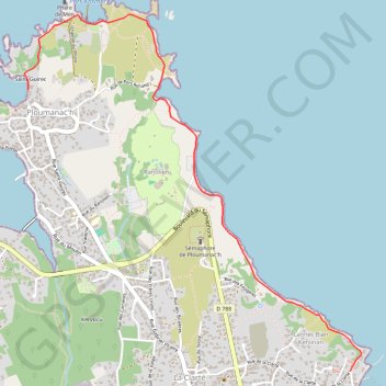 Itinéraire Sentier des douaniers, distance, dénivelé, altitude, carte, profil, trace GPS