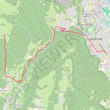 Itinéraire Sassenage sornin, distance, dénivelé, altitude, carte, profil, trace GPS