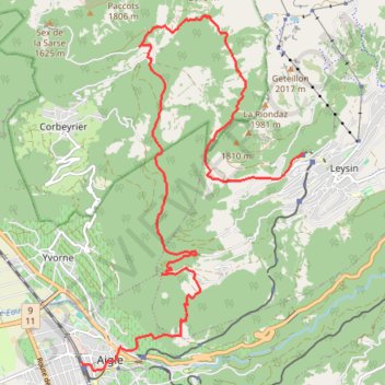 Itinéraire Aigle - Luan - Leysin, distance, dénivelé, altitude, carte, profil, trace GPS