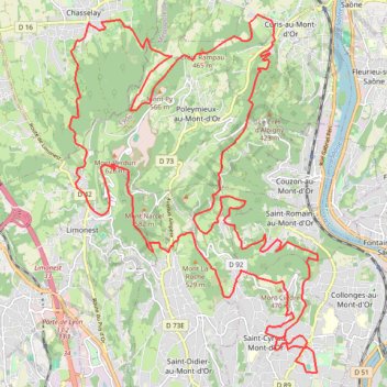 Itinéraire St Cyr au Mont d'Or 2025 VTT 41 km-22609019, distance, dénivelé, altitude, carte, profil, trace GPS
