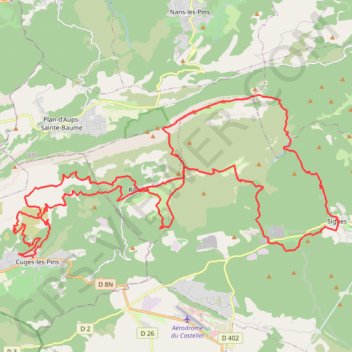 Itinéraire Entre Cuges et Signes, la crête des Béguines, distance, dénivelé, altitude, carte, profil, trace GPS