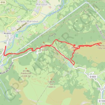 Itinéraire Pic Arrouy depuis Arrens-Marsous, distance, dénivelé, altitude, carte, profil, trace GPS