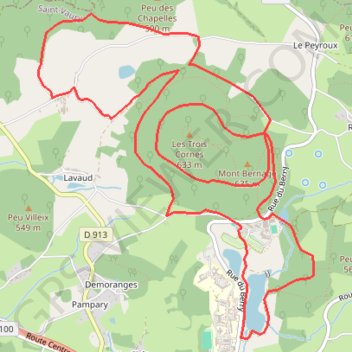 Itinéraire Monts de Guéret, distance, dénivelé, altitude, carte, profil, trace GPS