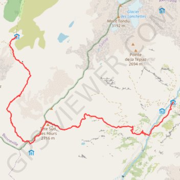 Itinéraire TMB-j3, du refuge de la Balme au refuge des Mottets, distance, dénivelé, altitude, carte, profil, trace GPS