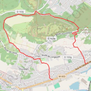 Itinéraire Longeville_Col-de-Lessy_Scy-Bas, distance, dénivelé, altitude, carte, profil, trace GPS