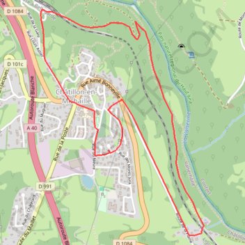 Itinéraire Chatillon La plaine La valserine Chatillon, distance, dénivelé, altitude, carte, profil, trace GPS