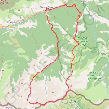 Itinéraire Pic du Géant / Bastiments : Par Gorges de la Carança -> Pic de l'Enfer -> Roc dels Trepassats, distance, dénivelé, altitude, carte, profil, trace GPS