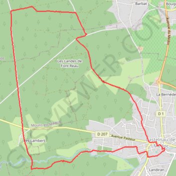 Itinéraire Castelnau de Medoc, distance, dénivelé, altitude, carte, profil, trace GPS