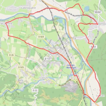 Itinéraire Barbazan, distance, dénivelé, altitude, carte, profil, trace GPS