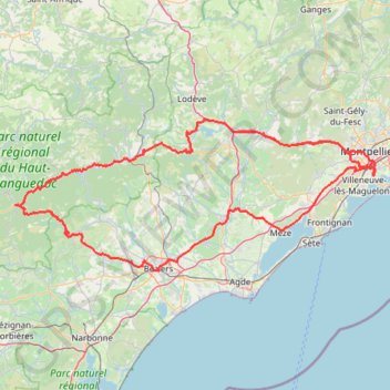 Itinéraire Itinéraire de Lattes à 321 Chem. du Château Camalcé, 34150 Gignac, France, distance, dénivelé, altitude, carte, profil, trace GPS