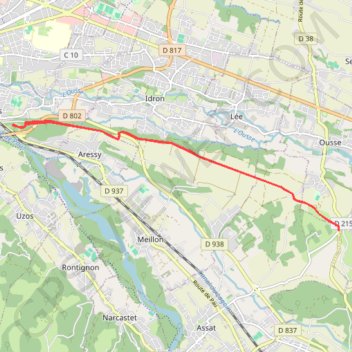 Itinéraire Chemin Henri IV entre Hameau d'Ousse et Bizanos, distance, dénivelé, altitude, carte, profil, trace GPS