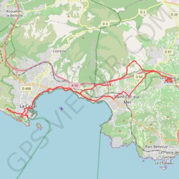 Itinéraire De La Cadière d'Azur jusqu'aux calanques du Mugel et de Figuerolles, distance, dénivelé, altitude, carte, profil, trace GPS
