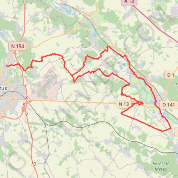Itinéraire Gravigny - Vallée d'Eure, distance, dénivelé, altitude, carte, profil, trace GPS