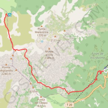 Itinéraire Du refuge de L'Onda à Vizzavona, distance, dénivelé, altitude, carte, profil, trace GPS