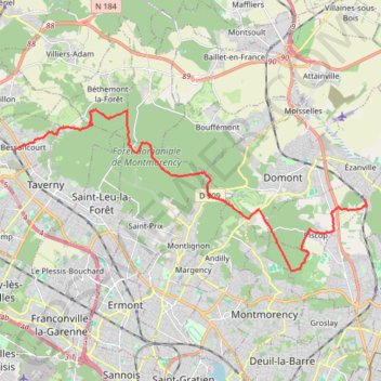Itinéraire La grande traversée de la Forêt de Montmorancy d'Est en Ouest, distance, dénivelé, altitude, carte, profil, trace GPS