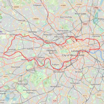 Itinéraire Tour de Londres, distance, dénivelé, altitude, carte, profil, trace GPS
