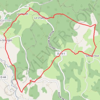 Itinéraire Montarcher, distance, dénivelé, altitude, carte, profil, trace GPS