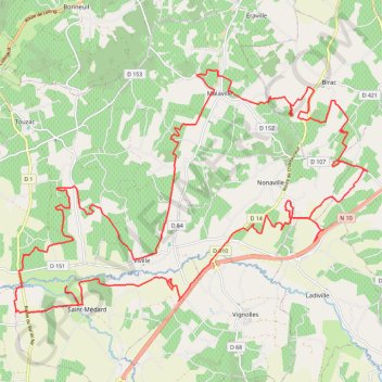 Itinéraire St Medard 46 kms, distance, dénivelé, altitude, carte, profil, trace GPS