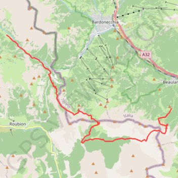 Itinéraire Saute frontière depuis la vallée Etroite, distance, dénivelé, altitude, carte, profil, trace GPS