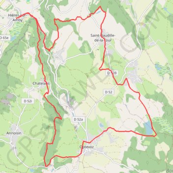 Itinéraire Hières sur Amby - Optévoz, distance, dénivelé, altitude, carte, profil, trace GPS