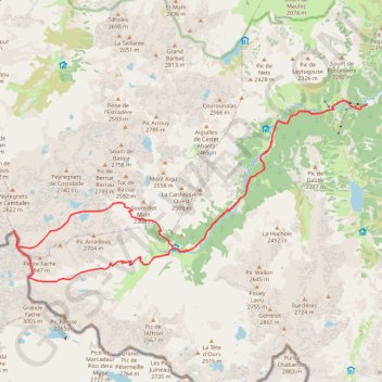 Itinéraire La Pène d'Aragon et le Pic de Cambales en circuit depuis le Marcadau, distance, dénivelé, altitude, carte, profil, trace GPS