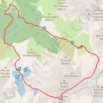 Itinéraire Rocher Blanc - 2 jours, distance, dénivelé, altitude, carte, profil, trace GPS