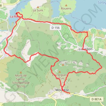 Itinéraire De Mourèze au Lac du Salagou, distance, dénivelé, altitude, carte, profil, trace GPS