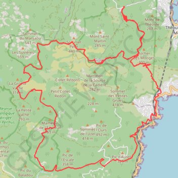 Itinéraire Balcons de l'Estérel, distance, dénivelé, altitude, carte, profil, trace GPS