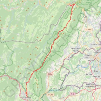Itinéraire Mijoux - Bellegarde - 2 nuits - 44km, distance, dénivelé, altitude, carte, profil, trace GPS