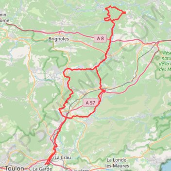 Itinéraire Thoronet depuis La Garde, distance, dénivelé, altitude, carte, profil, trace GPS
