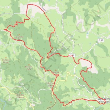 Itinéraire Autour des Grands Bois via Morel - Saint-Bonnet-des-Quarts, distance, dénivelé, altitude, carte, profil, trace GPS