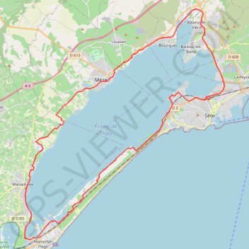 Itinéraire Tour_étang_de_thau_, distance, dénivelé, altitude, carte, profil, trace GPS