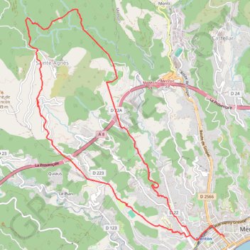 Itinéraire Circuit de Menton à Sainte-Agnès, distance, dénivelé, altitude, carte, profil, trace GPS