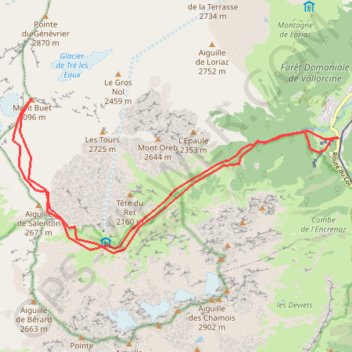 Itinéraire Buet, distance, dénivelé, altitude, carte, profil, trace GPS