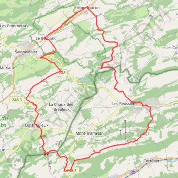 Itinéraire Mont Crosin - Montfaucon, distance, dénivelé, altitude, carte, profil, trace GPS