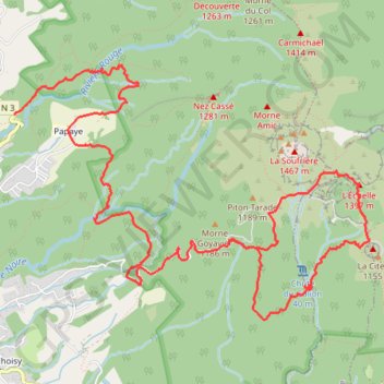 Itinéraire Autour de la Soufrière, distance, dénivelé, altitude, carte, profil, trace GPS