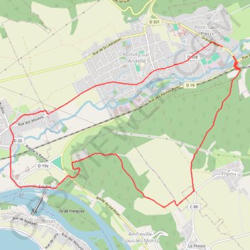 Itinéraire Randonnée Pont Saint Pierre, distance, dénivelé, altitude, carte, profil, trace GPS