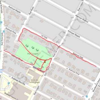 Itinéraire Parc Logan, distance, dénivelé, altitude, carte, profil, trace GPS