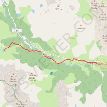 Itinéraire Névache, refuge du Chardonnet, distance, dénivelé, altitude, carte, profil, trace GPS