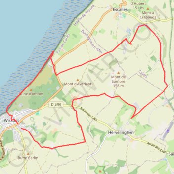 Itinéraire Le Site des 2 Caps - Le Sentier du Cap Blanc Nez, distance, dénivelé, altitude, carte, profil, trace GPS