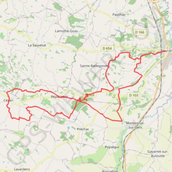 Itinéraire Les coteaux ouest de Fleurance, distance, dénivelé, altitude, carte, profil, trace GPS