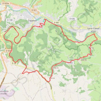 Itinéraire Espalion - parcours 1, distance, dénivelé, altitude, carte, profil, trace GPS