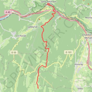 Itinéraire GR 9 de Saint Germain à la ferme de Retord, distance, dénivelé, altitude, carte, profil, trace GPS