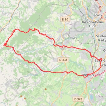 Itinéraire Mont du lyonnais, distance, dénivelé, altitude, carte, profil, trace GPS