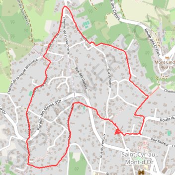 Itinéraire Saint-Cyr-au-Mont-d'Or, distance, dénivelé, altitude, carte, profil, trace GPS