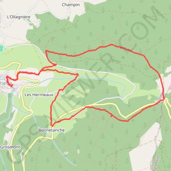 Itinéraire Doizieux, distance, dénivelé, altitude, carte, profil, trace GPS